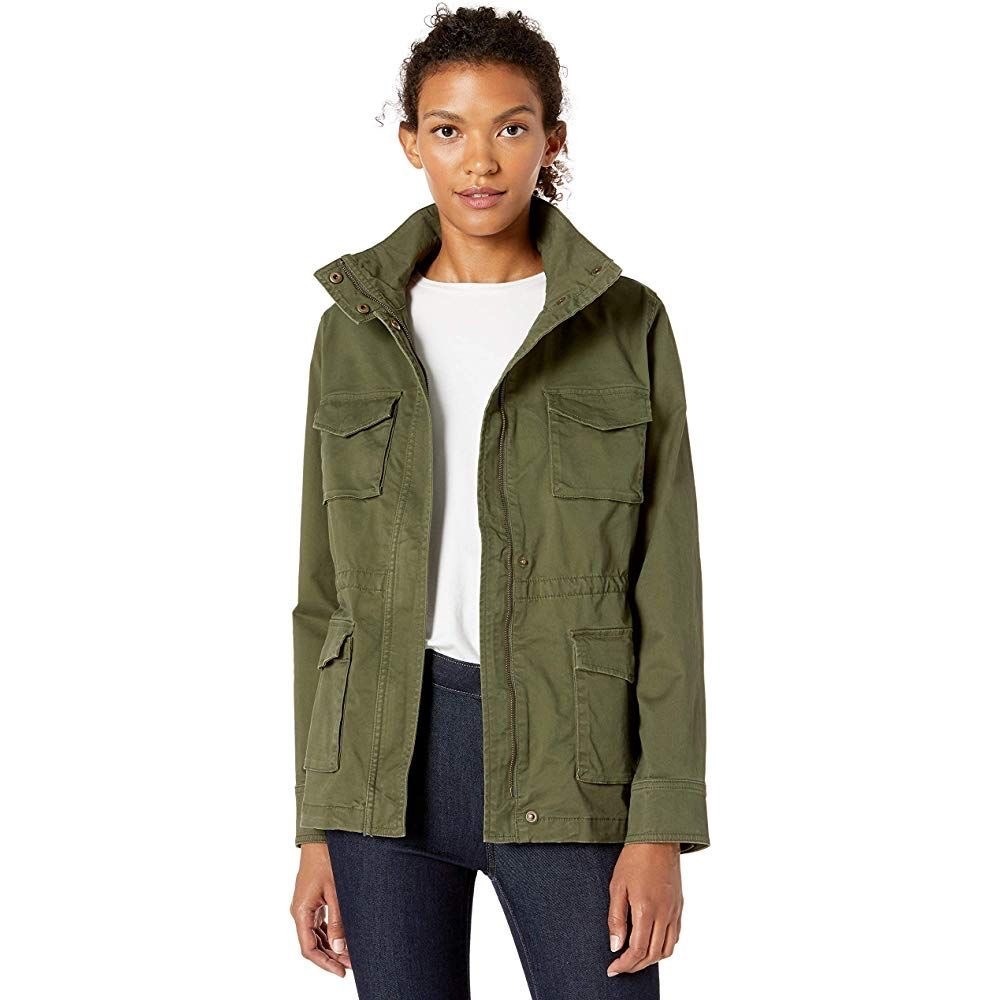 Amazon Essentials Womens Utility Field Jacket Sage Green XL Full Zip Drawstring